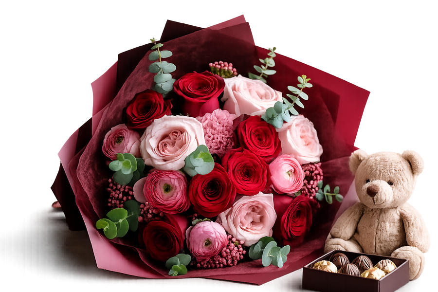 Classic Mixed Rose Bouquet Gift Bundle