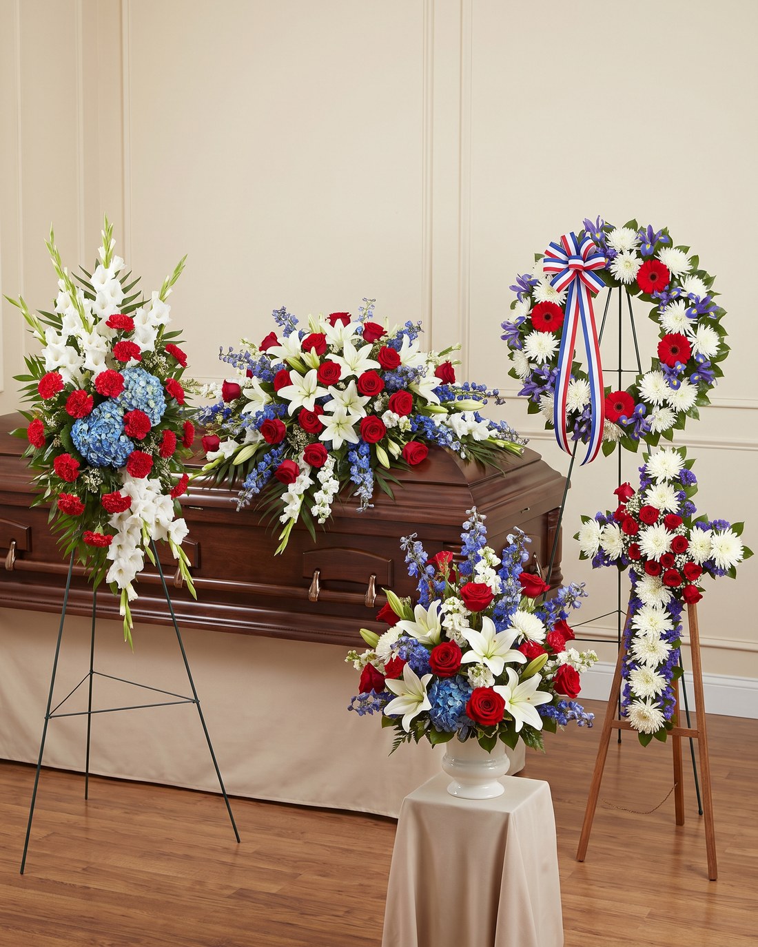 patriotic funeral package - coordinated set of distinct arrangements