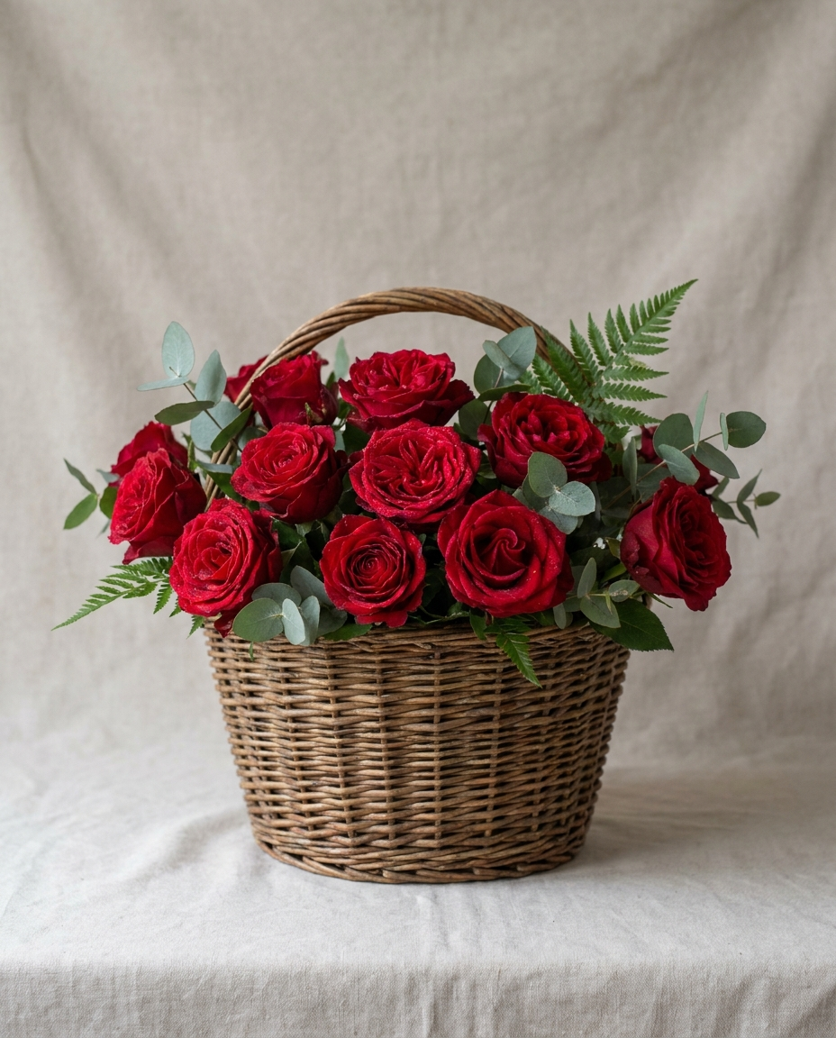 Crimson Rose Basket