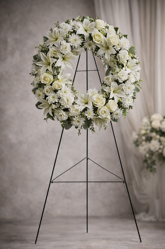 Peaceful Serenity Wreath – fresh flower arrangement from Blooming Treasure, Baltimore