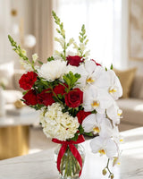 Crimson & Ivory Luxe Vase as shown