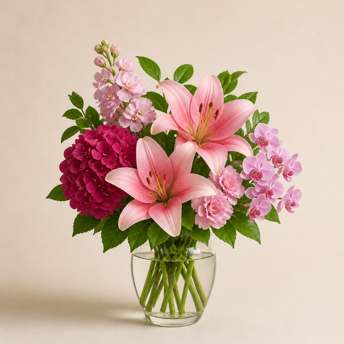 Eternal Joy smaller Standard arrangement in a clear glass vase