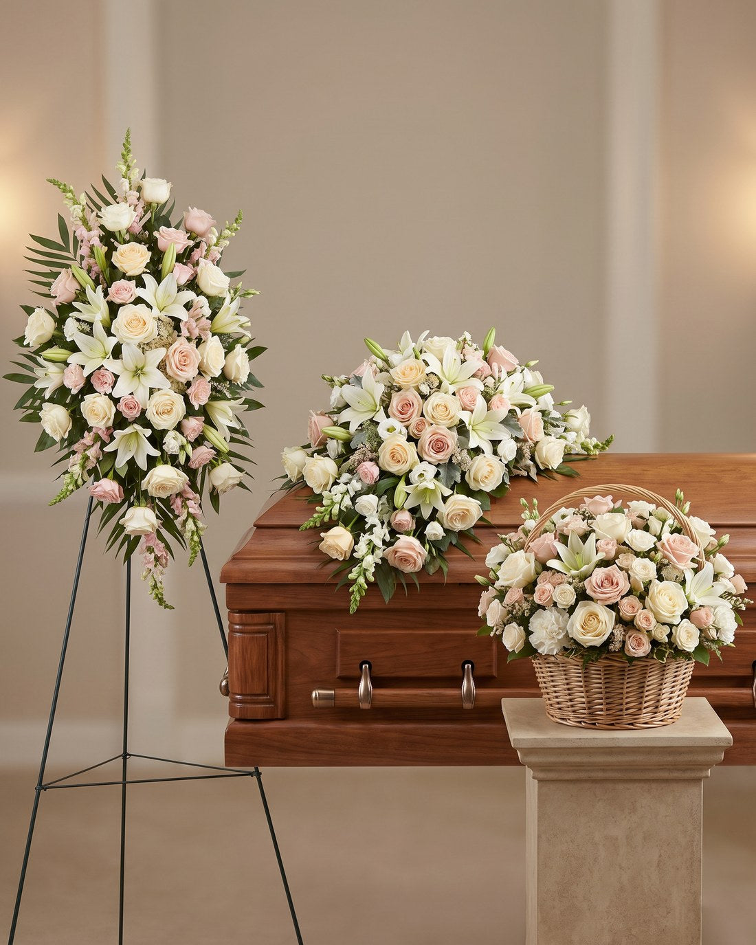 gentle funeral package - coordinated set of distinct arrangements