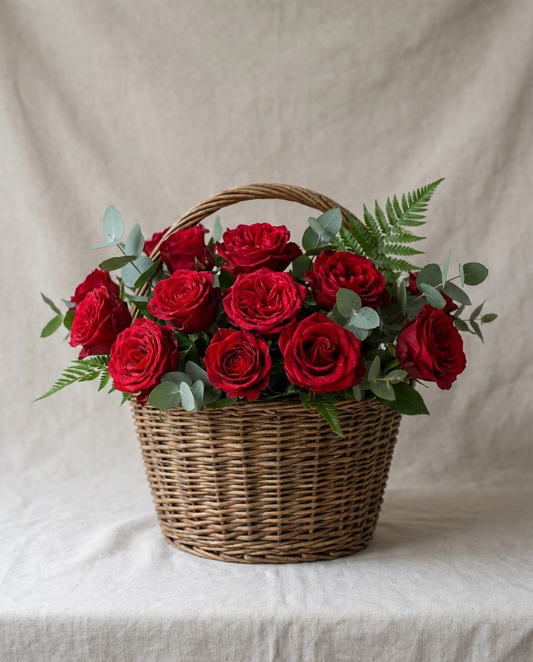 Crimson Rose Basket