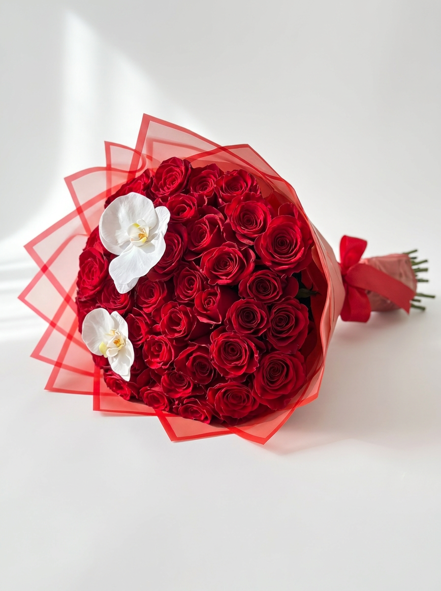 Crimson Orchid Embrace – fresh flower arrangement from Blooming Treasure, Baltimore